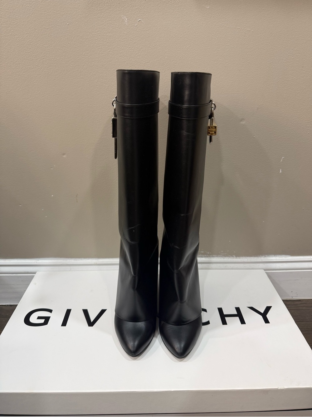 Givenchy Black Wide Calf Shark Boots